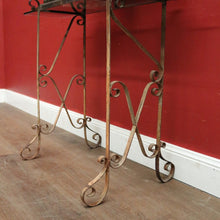 Load image into Gallery viewer, Antique French Wrought Iron and Glass Top Hall Table Lamp Table, Planter Table. B12440