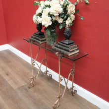 Load image into Gallery viewer, Antique French Wrought Iron and Glass Top Hall Table Lamp Table, Planter Table. B12440