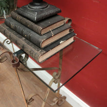 Load image into Gallery viewer, Antique French Wrought Iron and Glass Top Hall Table Lamp Table, Planter Table. B12440
