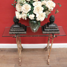 Load image into Gallery viewer, Antique French Wrought Iron and Glass Top Hall Table Lamp Table, Planter Table. B12440