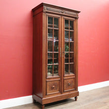 Load image into Gallery viewer, x SOLD Antique French Walnut Two Door Bookcase or China Cabinet. Four Shelves. B12428