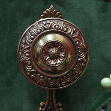 Load image into Gallery viewer, x SOLD Antique French Coat Rack with Four Large Hooks Green Velvet Backing and Oval Mirror. B12796