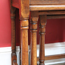 Load image into Gallery viewer, x SOLD Set of French Oak Nesting Tables with Graduated Sizes Stretcher Bases and Turned Legs. B12843