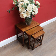 Load image into Gallery viewer, x SOLD Set of French Oak Nesting Tables with Graduated Sizes Stretcher Bases and Turned Legs. B12843