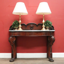 Load image into Gallery viewer, x SOLD Antique English Mahogany Marble Top Console Table / Hall Table with Claw Feet. B12379