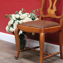 Load image into Gallery viewer, Antique French Hall or Office Chair with Turned H Stretcher Scroll Feet Ornate Splat Back and Padded Seat. B12814