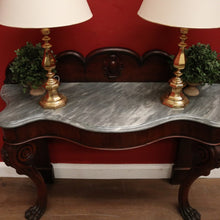Load image into Gallery viewer, x SOLD Antique English Mahogany Marble Top Console Table / Hall Table with Claw Feet. B12379