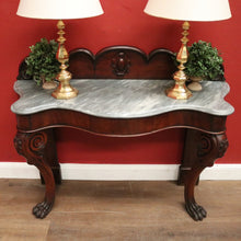 Load image into Gallery viewer, x SOLD Antique English Mahogany Marble Top Console Table / Hall Table with Claw Feet. B12379