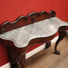 Load image into Gallery viewer, x SOLD Antique English Mahogany Marble Top Console Table / Hall Table with Claw Feet. B12379
