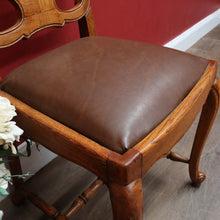 Load image into Gallery viewer, Antique French Hall or Office Chair with Turned H Stretcher Scroll Feet Ornate Splat Back and Padded Seat. B12814