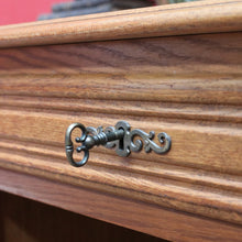 Load image into Gallery viewer, Antique French Oak Desk with Three Side Drawers Single Top Drawer Knee Hole and Key. B12812