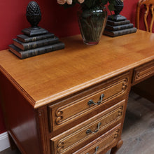 Load image into Gallery viewer, Antique French Oak Desk with Three Side Drawers Single Top Drawer Knee Hole and Key. B12812