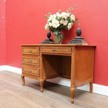 Load image into Gallery viewer, Antique French Oak Desk with Three Side Drawers Single Top Drawer Knee Hole and Key. B12812