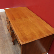 Load image into Gallery viewer, Antique French Oak Desk with Three Side Drawers Single Top Drawer Knee Hole and Key. B12812