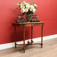 Load image into Gallery viewer, x SOLD Antique French Country Farmhouse Hall Table with Cross Stretcher Base Reeded Legs and Decorative Carved Motif. B12714