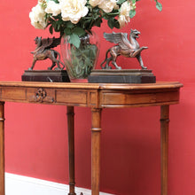 Load image into Gallery viewer, x SOLD Antique French Country Farmhouse Hall Table with Cross Stretcher Base Reeded Legs and Decorative Carved Motif. B12714