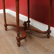 Load image into Gallery viewer, x SOLD Antique French Country Farmhouse Hall Table with Cross Stretcher Base Reeded Legs and Decorative Carved Motif. B12714
