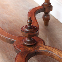 Load image into Gallery viewer, x SOLD Antique French Country Farmhouse Hall Table with Cross Stretcher Base Reeded Legs and Decorative Carved Motif. B12714