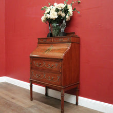 Load image into Gallery viewer, x SOLD Antique French Walnut Ladies Desk with Hand-painted detail and brass handles. B12337