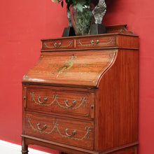 Load image into Gallery viewer, x SOLD Antique French Walnut Ladies Desk with Hand-painted detail and brass handles. B12337