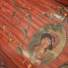 Load image into Gallery viewer, x SOLD Antique French Walnut Ladies Desk with Hand-painted detail and brass handles. B12337