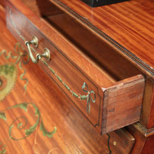 Load image into Gallery viewer, x SOLD Antique French Walnut Ladies Desk with Hand-painted detail and brass handles. B12337