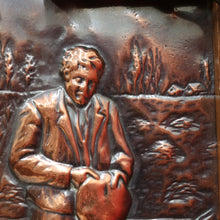 Load image into Gallery viewer, Decorative Dutch Copper Wall Hanging with Religious Scene Crucifix and Inscription. B12858