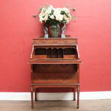 Load image into Gallery viewer, x SOLD Antique French Walnut Ladies Desk with Hand-painted detail and brass handles. B12337
