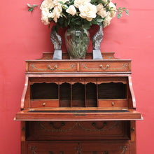 Load image into Gallery viewer, x SOLD Antique French Walnut Ladies Desk with Hand-painted detail and brass handles. B12337