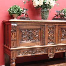 Load image into Gallery viewer, Antique French Two Door Oak Cabinet with Drawers Tier Base Carved Detail and Key. B12852