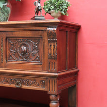 Load image into Gallery viewer, Antique French Two Door Oak Cabinet with Drawers Tier Base Carved Detail and Key. B12852