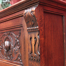Load image into Gallery viewer, Antique French Two Door Oak Cabinet with Drawers Tier Base Carved Detail and Key. B12852