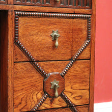 Load image into Gallery viewer, x SOLD Antique English Oak Office Desk with Brown Leather Top and Brass Handles. B12375