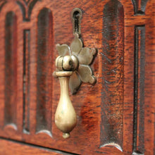 Load image into Gallery viewer, x SOLD Antique English Oak Office Desk with Brown Leather Top and Brass Handles. B12375