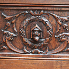 Load image into Gallery viewer, Antique French Two Door Oak Cabinet with Drawers Tier Base Carved Detail and Key. B12852