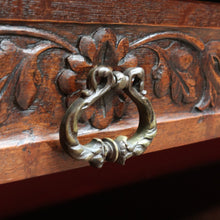 Load image into Gallery viewer, Antique French Two Door Oak Cabinet with Drawers Tier Base Carved Detail and Key. B12852