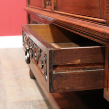 Load image into Gallery viewer, Antique French Two Door Oak Cabinet with Drawers Tier Base Carved Detail and Key. B12852