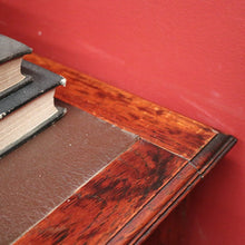 Load image into Gallery viewer, x SOLD Antique English Oak Office Desk with Brown Leather Top and Brass Handles. B12375