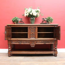 Load image into Gallery viewer, Antique French Two Door Oak Cabinet with Drawers Tier Base Carved Detail and Key. B12852
