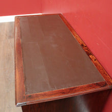 Load image into Gallery viewer, x SOLD Antique English Oak Office Desk with Brown Leather Top and Brass Handles. B12375
