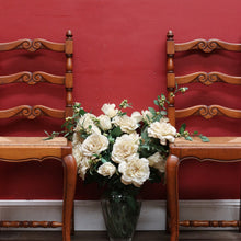 Load image into Gallery viewer, Pair of French Oak Ladder Back Chairs with Rush Seats and Acorn Finials. B12820
