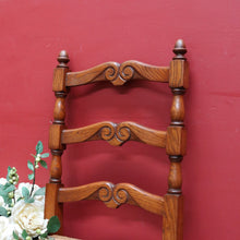 Load image into Gallery viewer, Pair of French Oak Ladder Back Chairs with Rush Seats and Acorn Finials. B12820