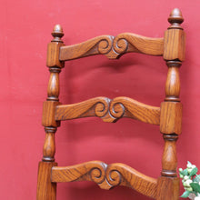 Load image into Gallery viewer, Pair of French Oak Ladder Back Chairs with Rush Seats and Acorn Finials. B12820