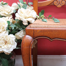 Load image into Gallery viewer, Pair of French Oak Ladder Back Chairs with Rush Seats and Acorn Finials. B12820