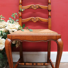 Load image into Gallery viewer, Pair of French Oak Ladder Back Chairs with Rush Seats and Acorn Finials. B12820