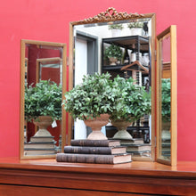 Load image into Gallery viewer, Antique Tri-fold Dressing Table Mirror, Bevelled Glass, Decorative Gilt Detail. B13099