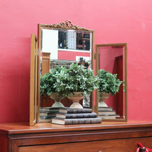 Load image into Gallery viewer, Antique Tri-fold Dressing Table Mirror, Bevelled Glass, Decorative Gilt Detail. B13099