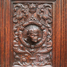 Load image into Gallery viewer, x SOLD Antique French Gothic Revival Cabinet with Intricate Carved Panels Linen Fold Sides Adjustable Shelves and Key. B12717