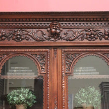 Load image into Gallery viewer, x SOLD Antique French Oak Bookcase, China Cabinet or Display Cupboard. Glass Doors. B12444