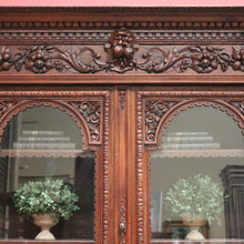 Load image into Gallery viewer, x SOLD Antique French Oak Bookcase, China Cabinet or Display Cupboard. Glass Doors. B12444
